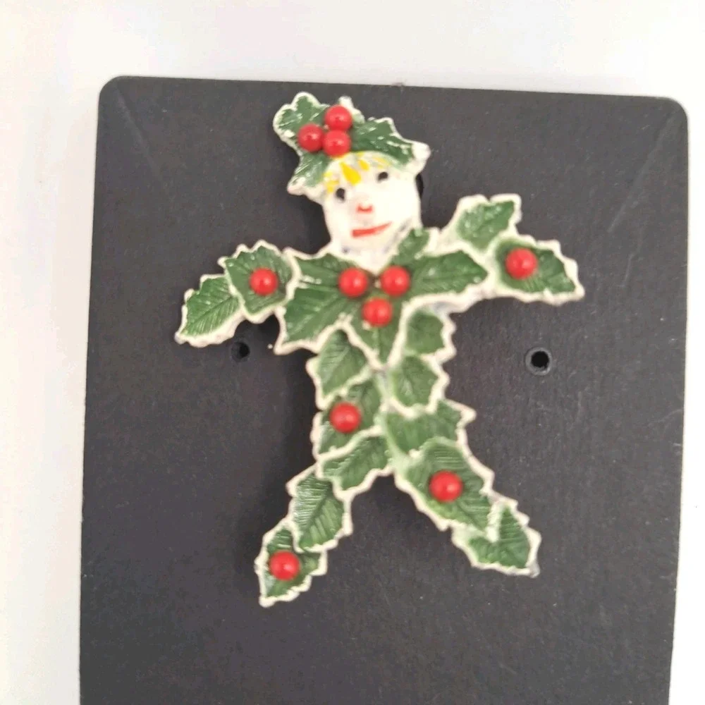 Vintage Beatrix Christmas Holiday Brooch Set of 2 Snowman and Festive Scarecrow